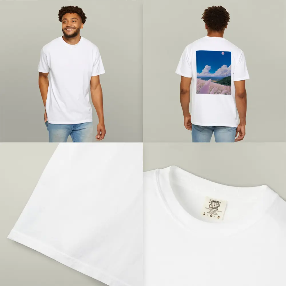 Anime Pink Grass Field Blue Sky – T-Shirts