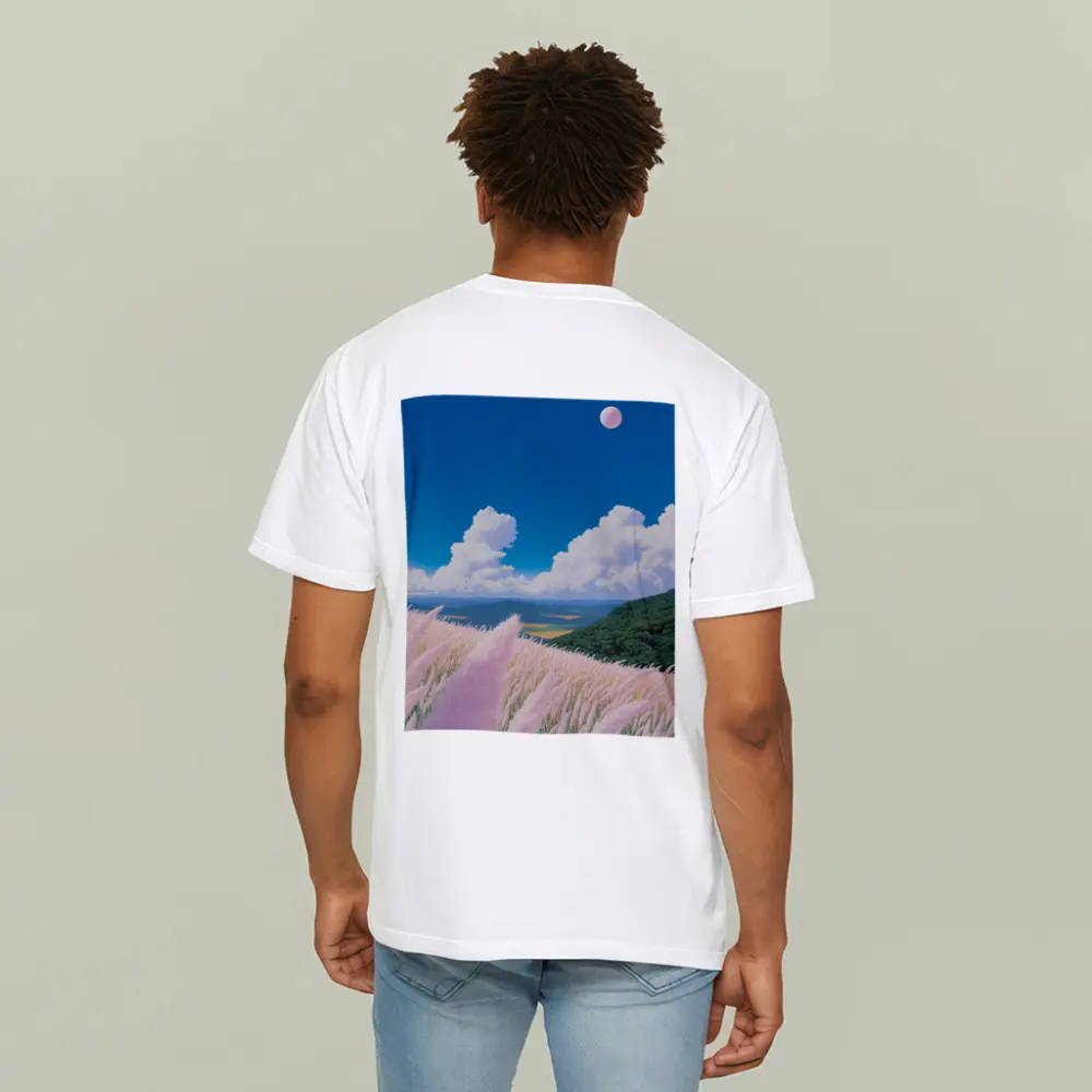 Anime Pink Grass Field Blue Sky – T-Shirts