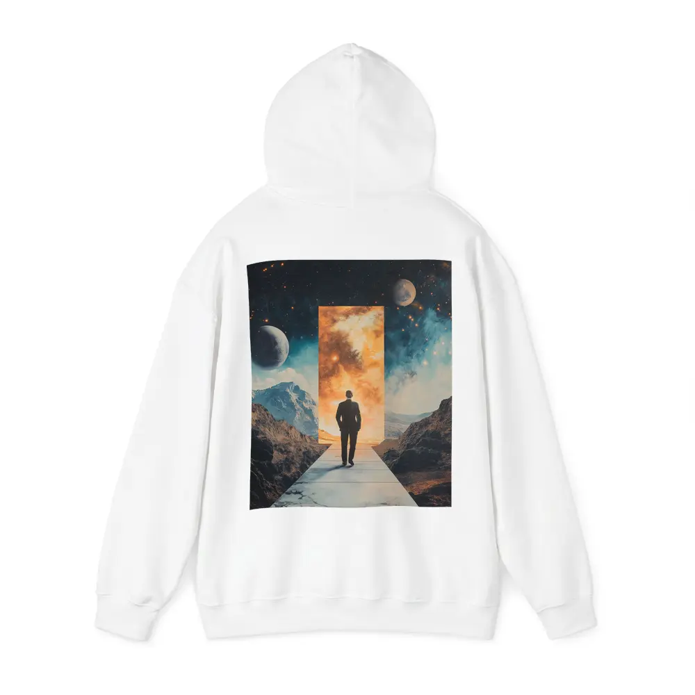 Man Walking Through Cosmic Portal Mountains – Hoodies