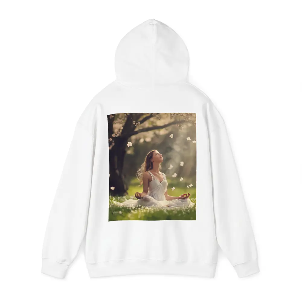 Woman Meditating Under Cherry Blossom Tree – Hoodies