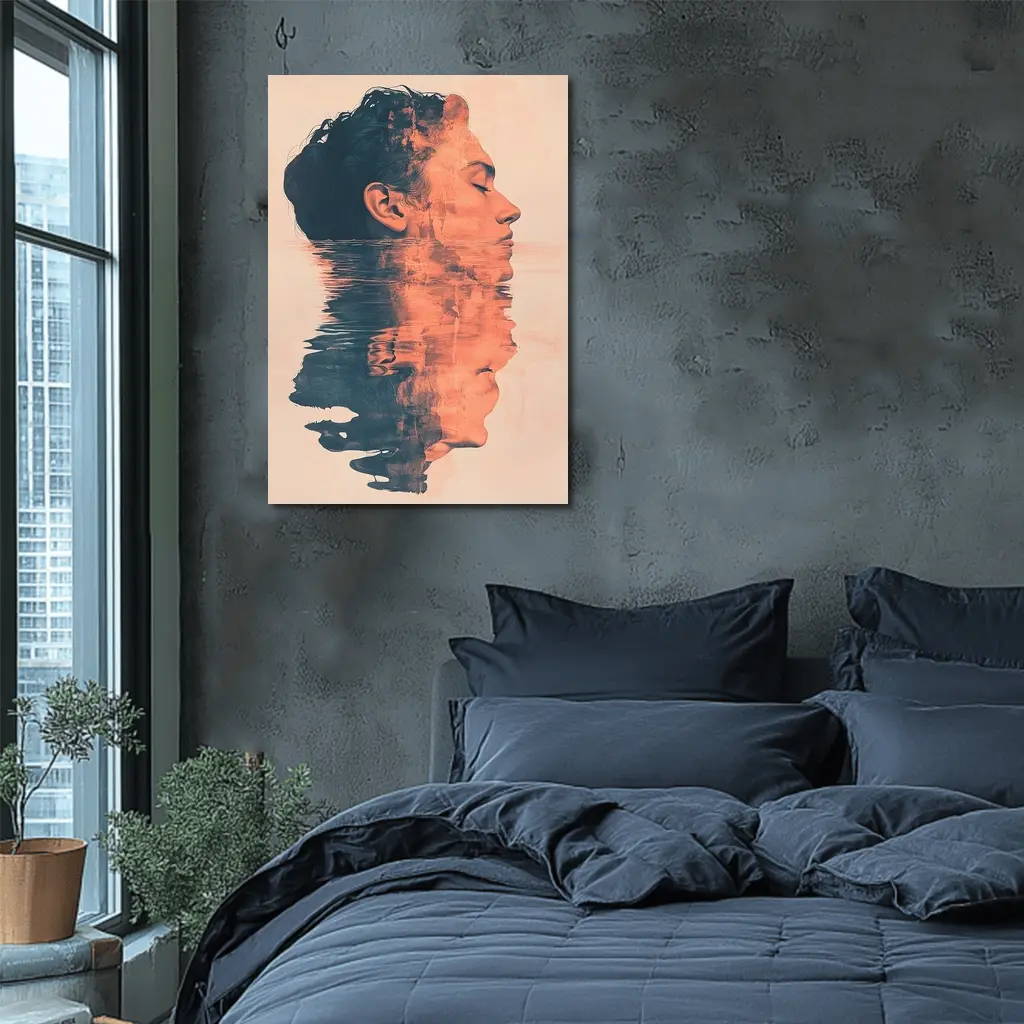 Double Exposure Man Portrait Water Reflection – Wall Art