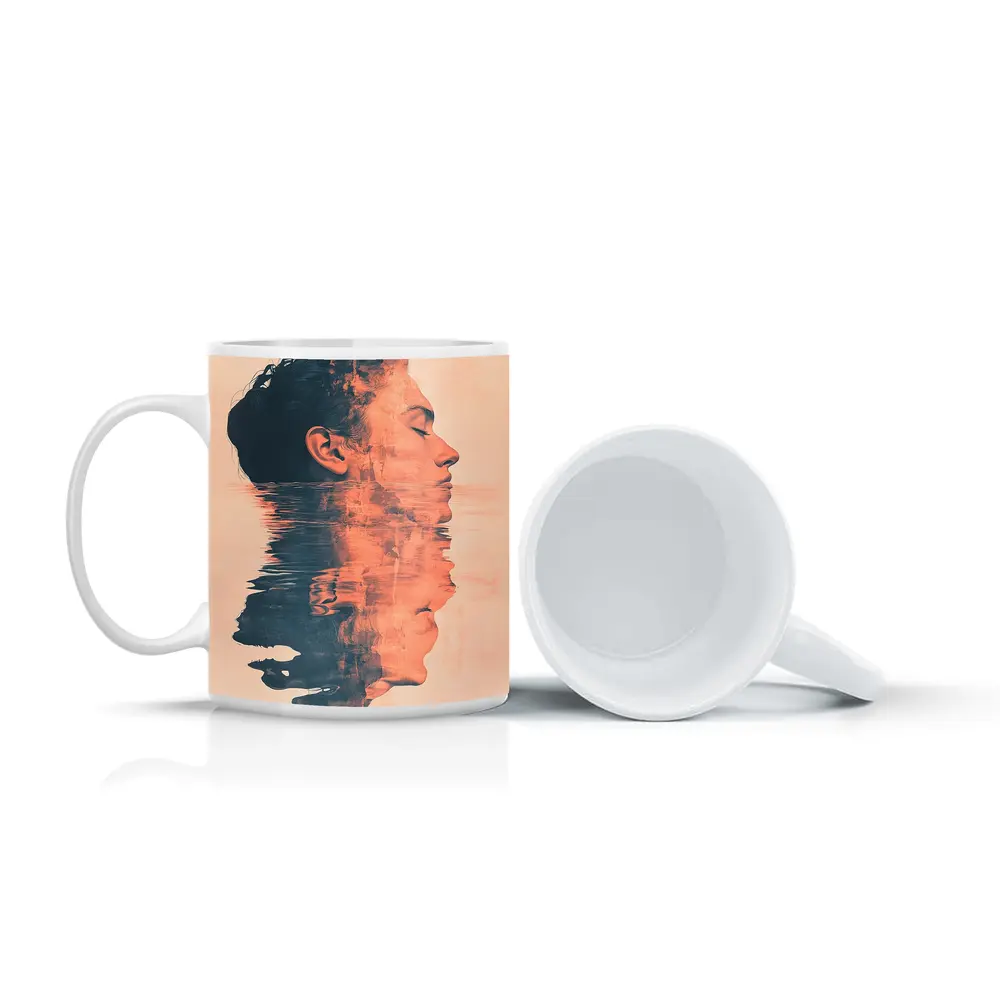 Double Exposure Man Portrait Water Reflection – Mugs