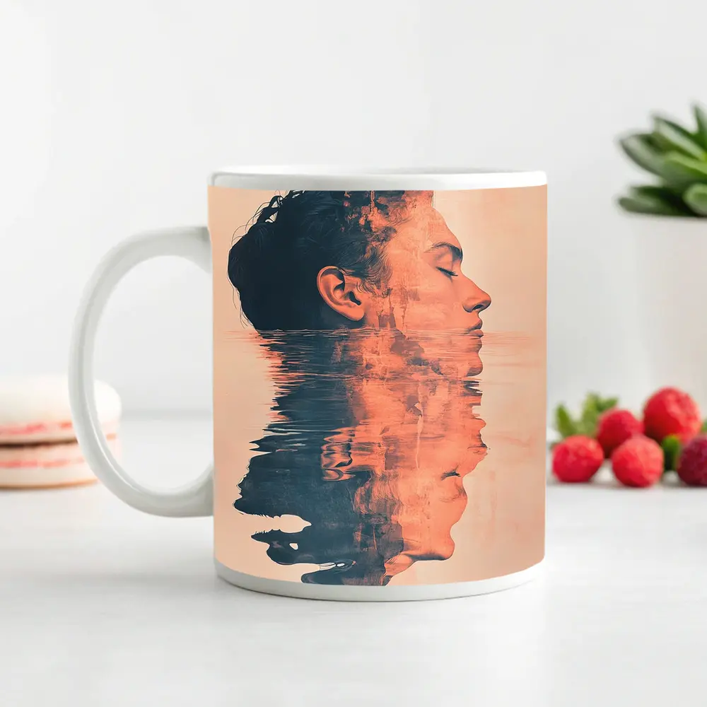 Double Exposure Man Portrait Water Reflection – Mugs