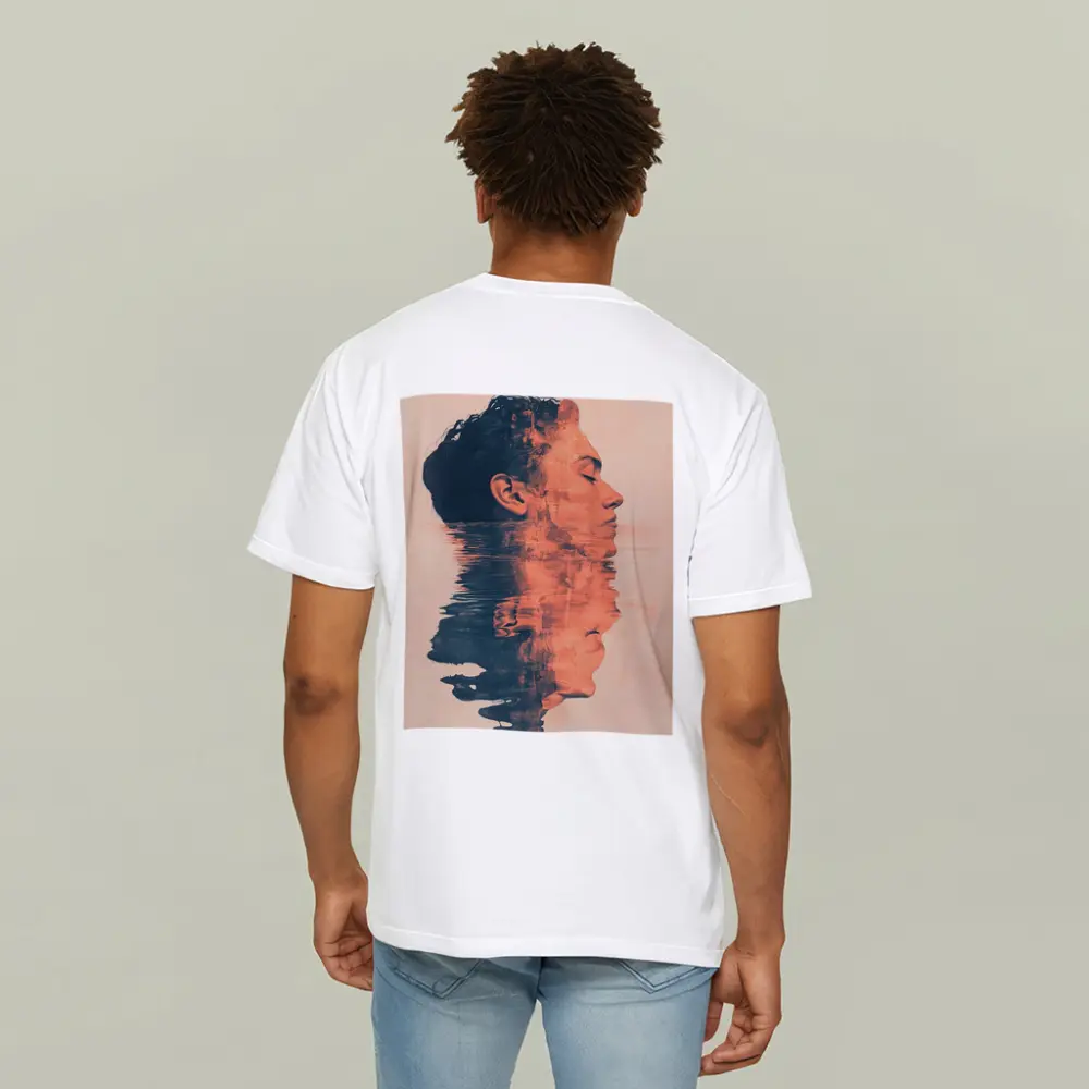 Double Exposure Man Portrait Water Reflection – T-Shirts