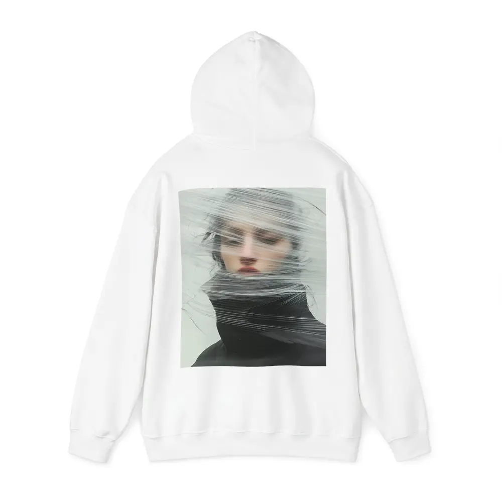 Woman Wrapped in Plastic Minimalist Portrait – Hoodies