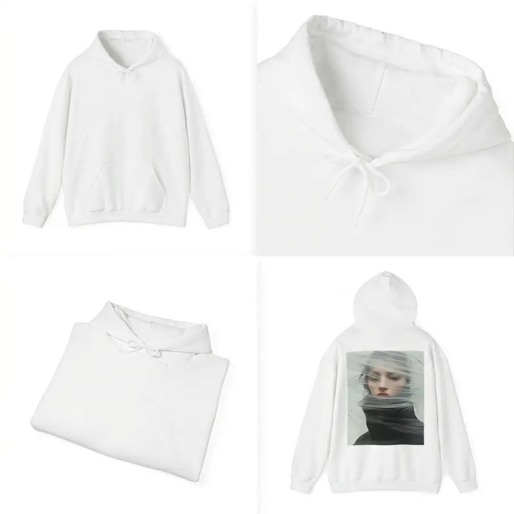 Woman Wrapped in Plastic Minimalist Portrait – Hoodies