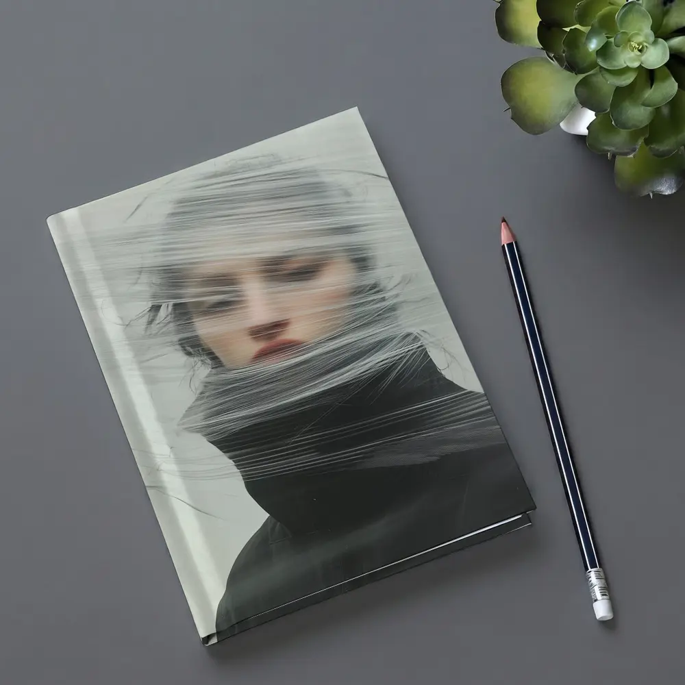 Woman Wrapped in Plastic Minimalist Portrait – Notebooks