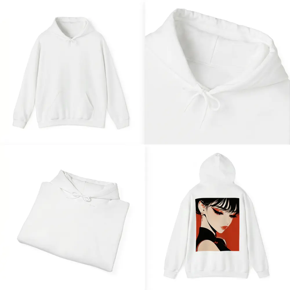 Anime Girl Red Background Bold Makeup – Hoodies