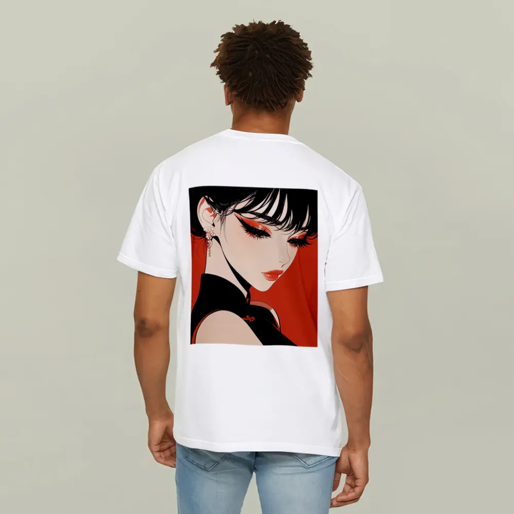 Anime Girl Red Background Bold Makeup – T-Shirts