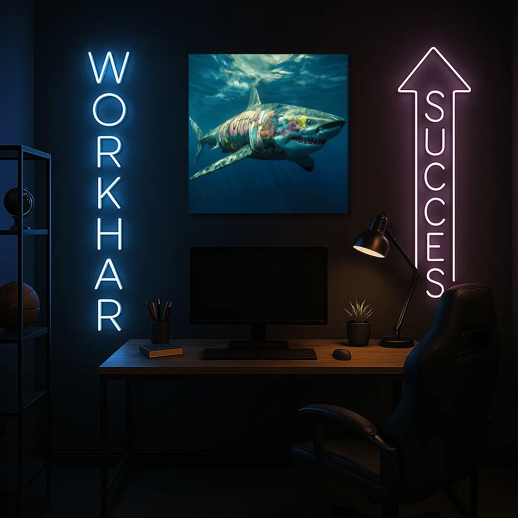 Graffiti Shark Swimming Deep Ocean Water – Wall Art