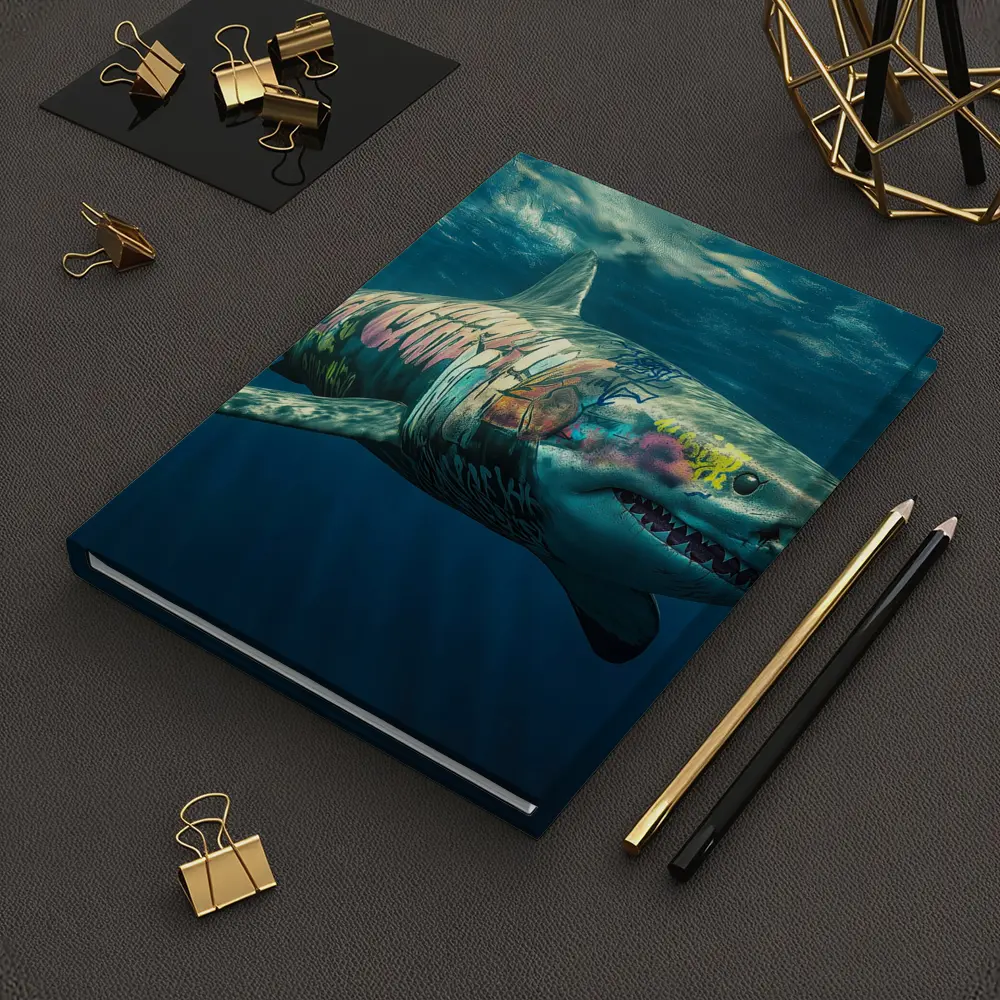 Graffiti Shark Swimming Deep Ocean Water – Notebooks