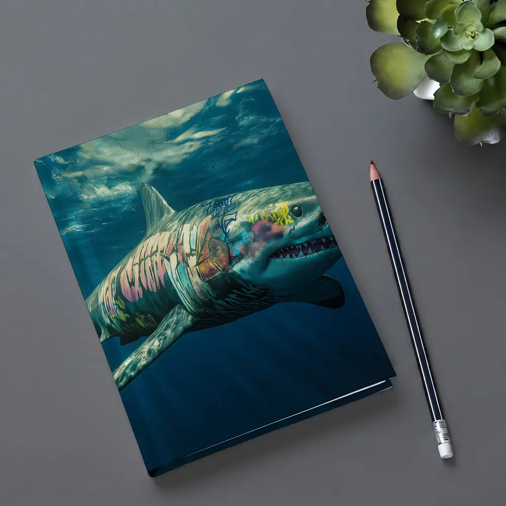 Graffiti Shark Swimming Deep Ocean Water – Notebooks
