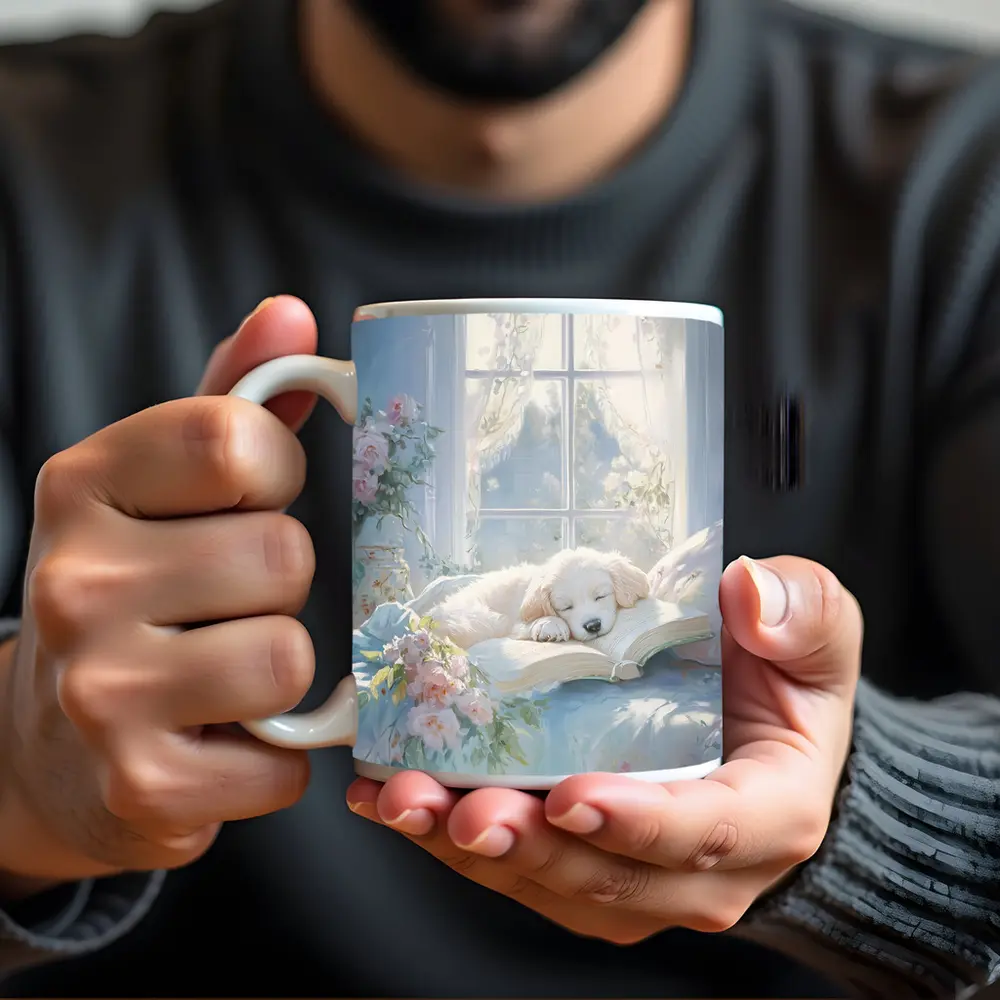Golden Retriever Puppy Sleeping Soft Floral – Mugs