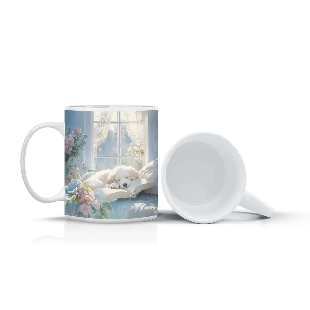 Golden Retriever Puppy Sleeping Soft Floral – Mugs