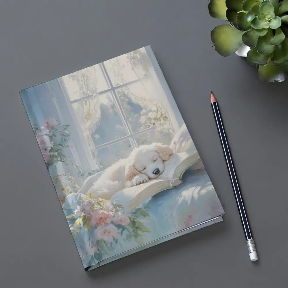Golden Retriever Puppy Sleeping Soft Floral – Notebooks