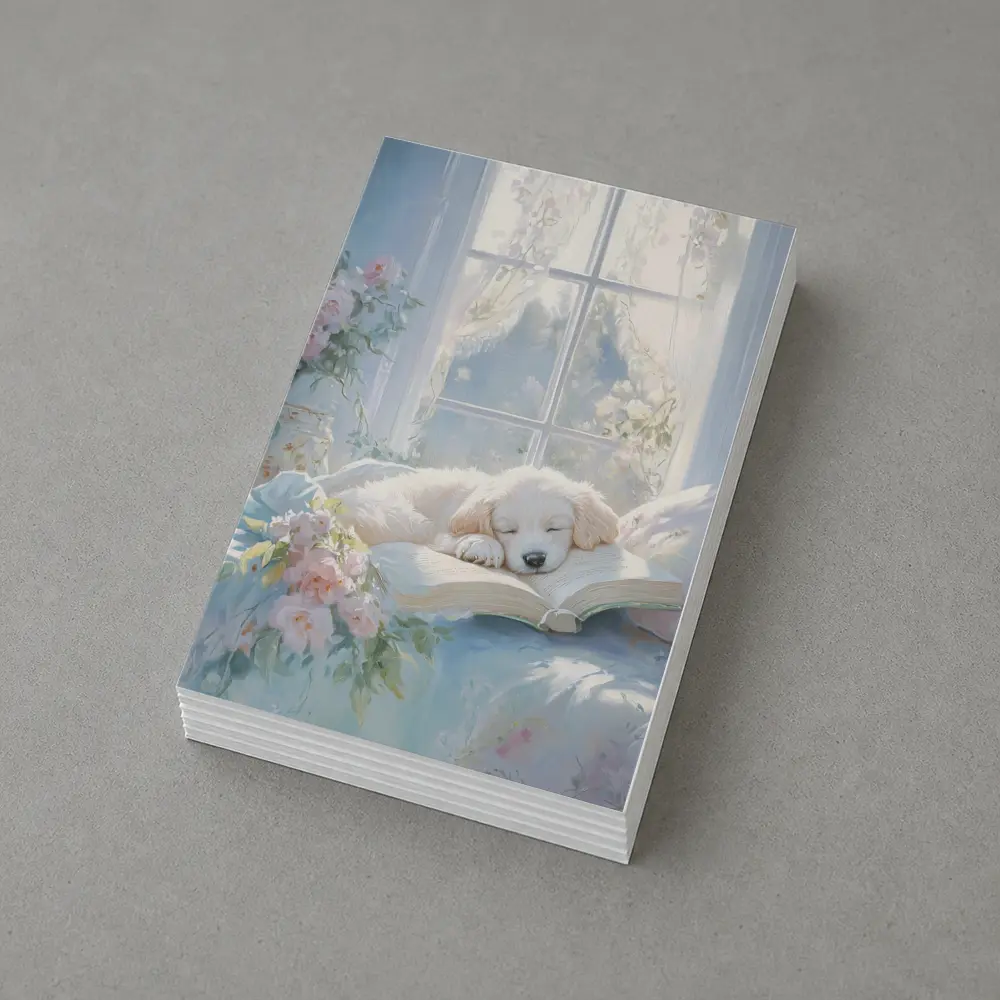 Golden Retriever Puppy Sleeping Soft Floral – Postcards