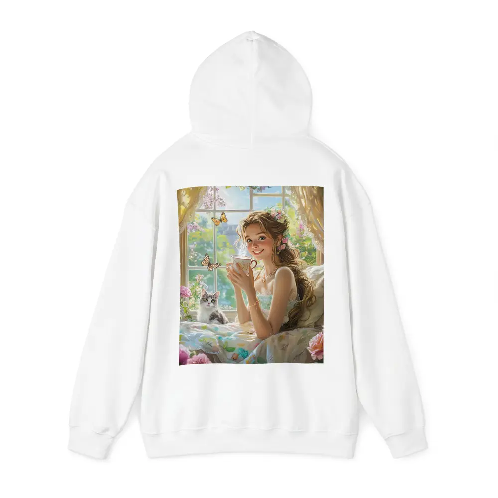 Girl With Tea Cup Cat Butterflies Fantasy – Hoodies