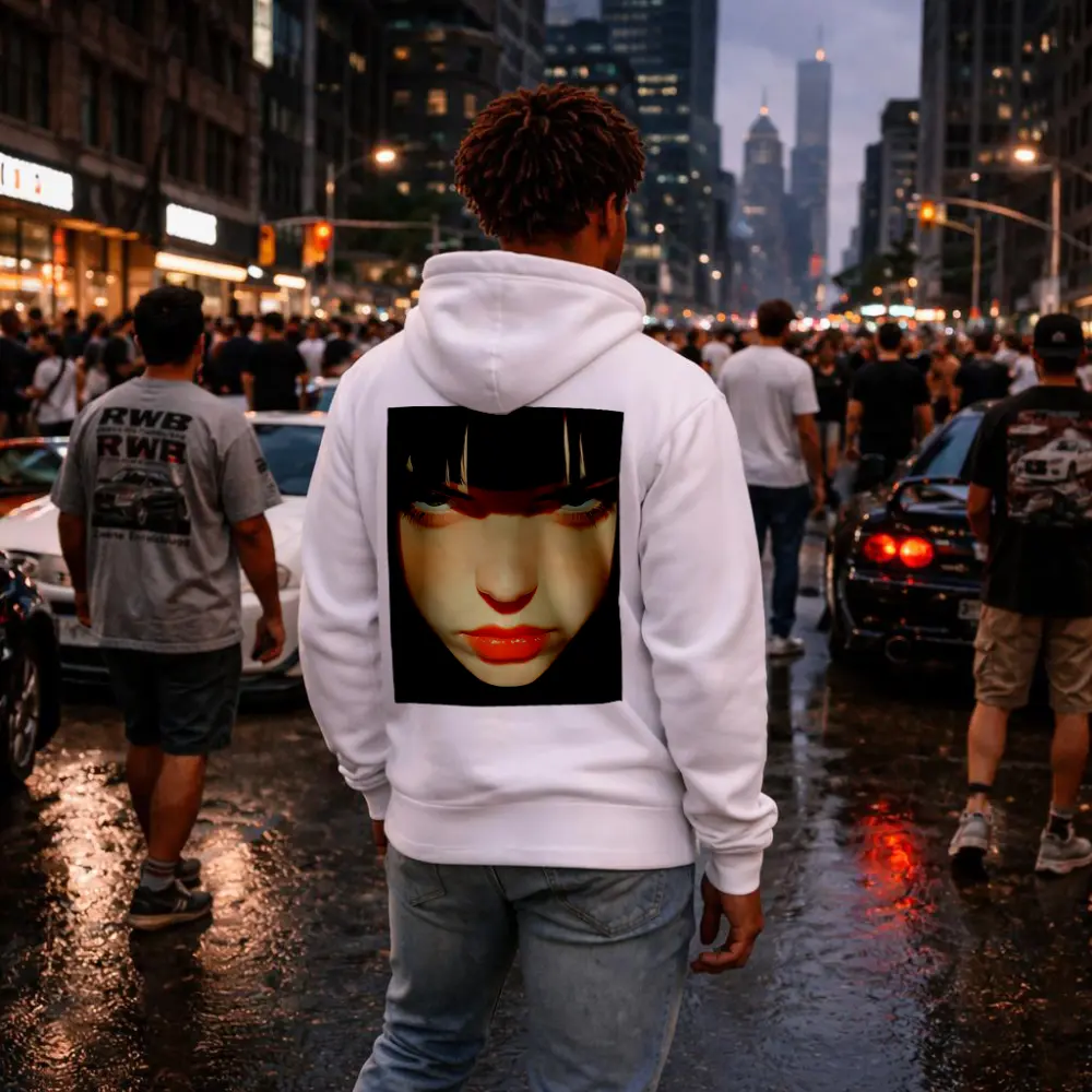 Dark Anime Girl Portrait Black Background – Hoodies