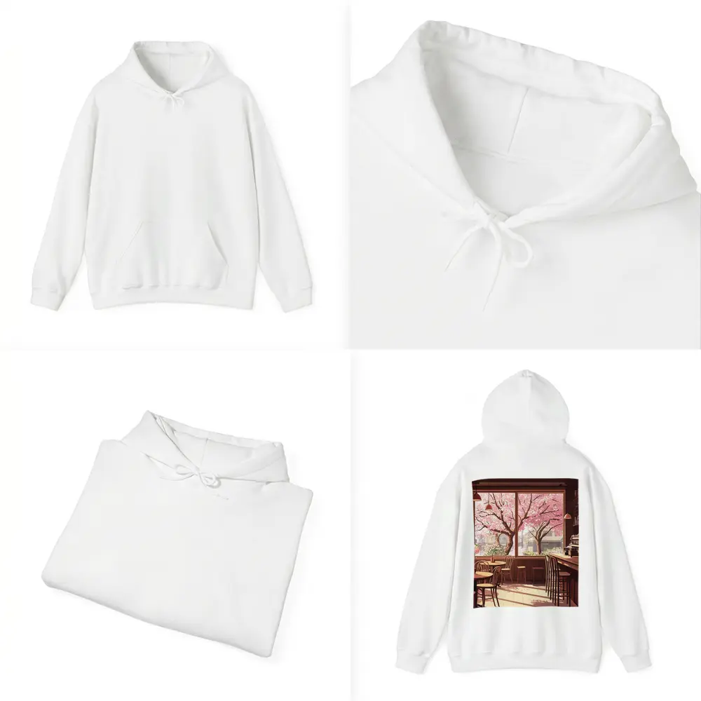 Anime Cafe Interior Cherry Blossoms Spring – Hoodies