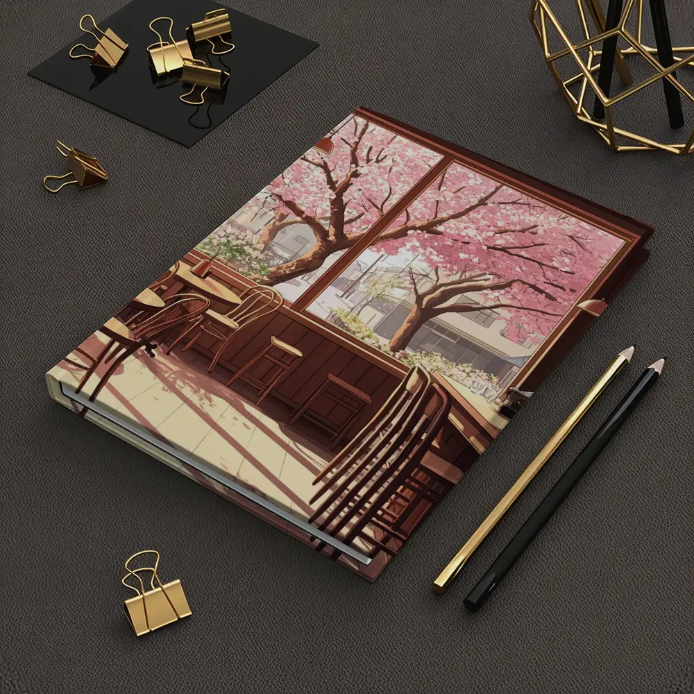 Anime Cafe Interior Cherry Blossoms Spring – Notebooks