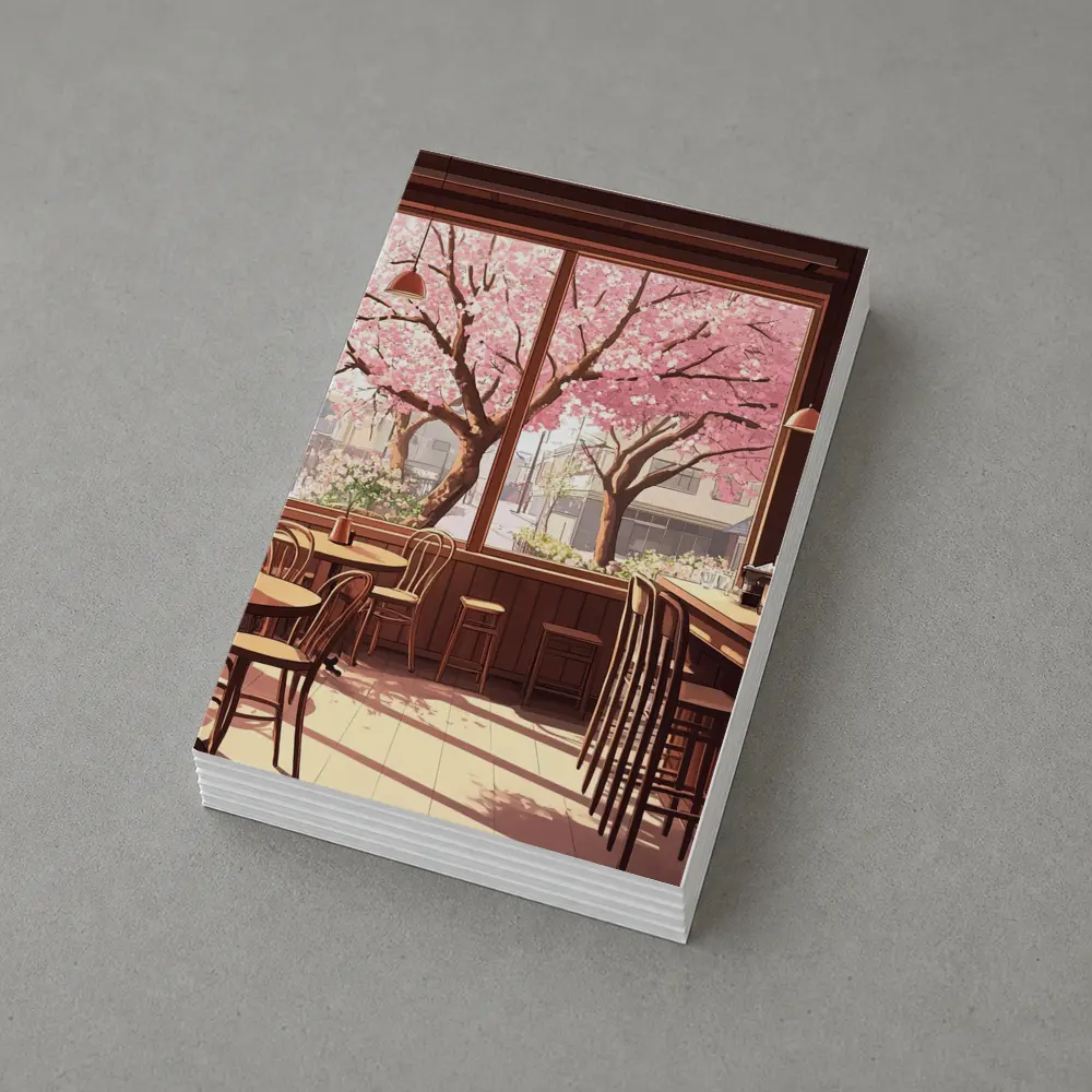 Anime Cafe Interior Cherry Blossoms Spring – Postcards