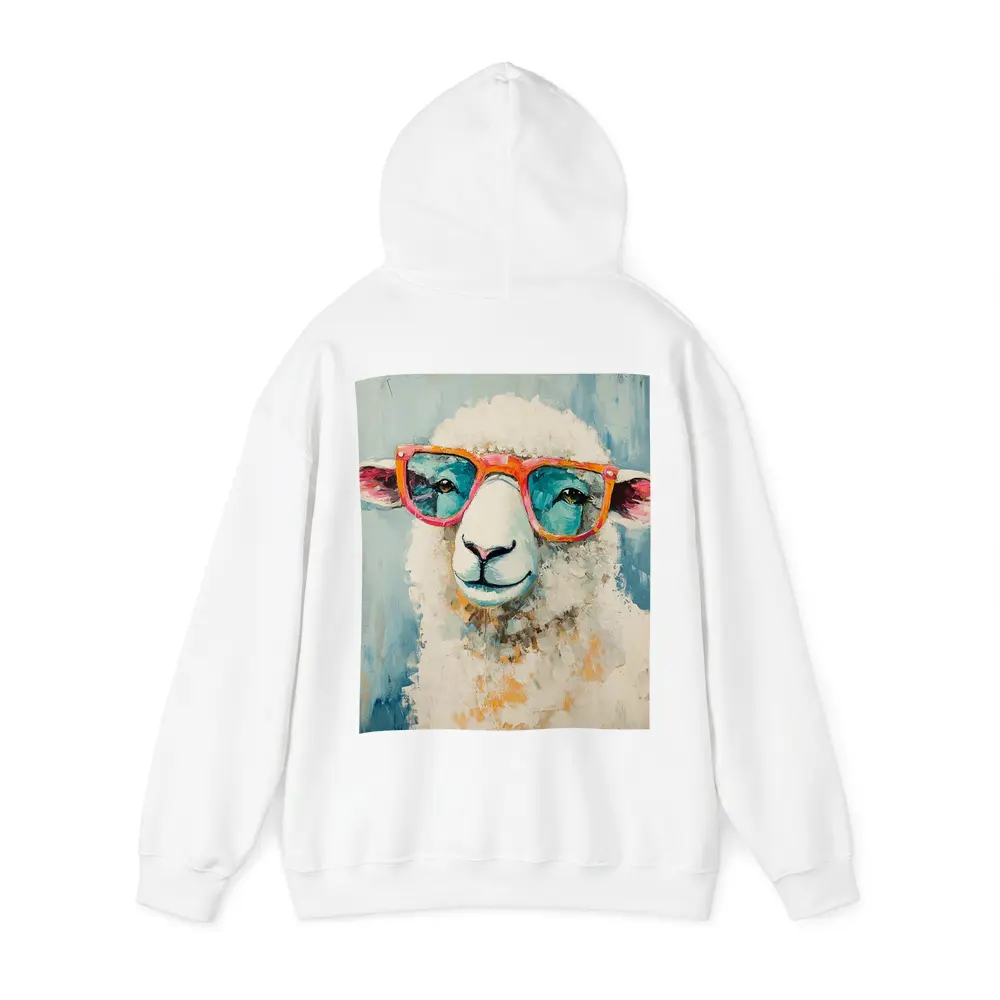 Funny Sheep Wearing Pink Sunglasses Blue Background – Hoodies