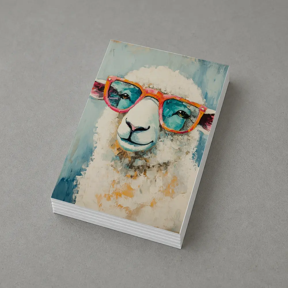 Funny Sheep Wearing Pink Sunglasses Blue Background – Postcards