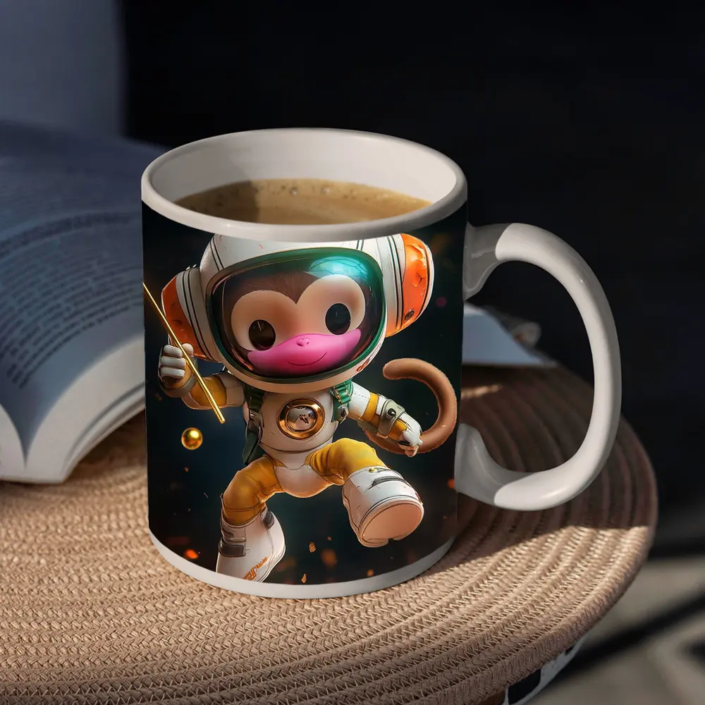 Cute Monkey Astronaut Floating In Space – Mugs