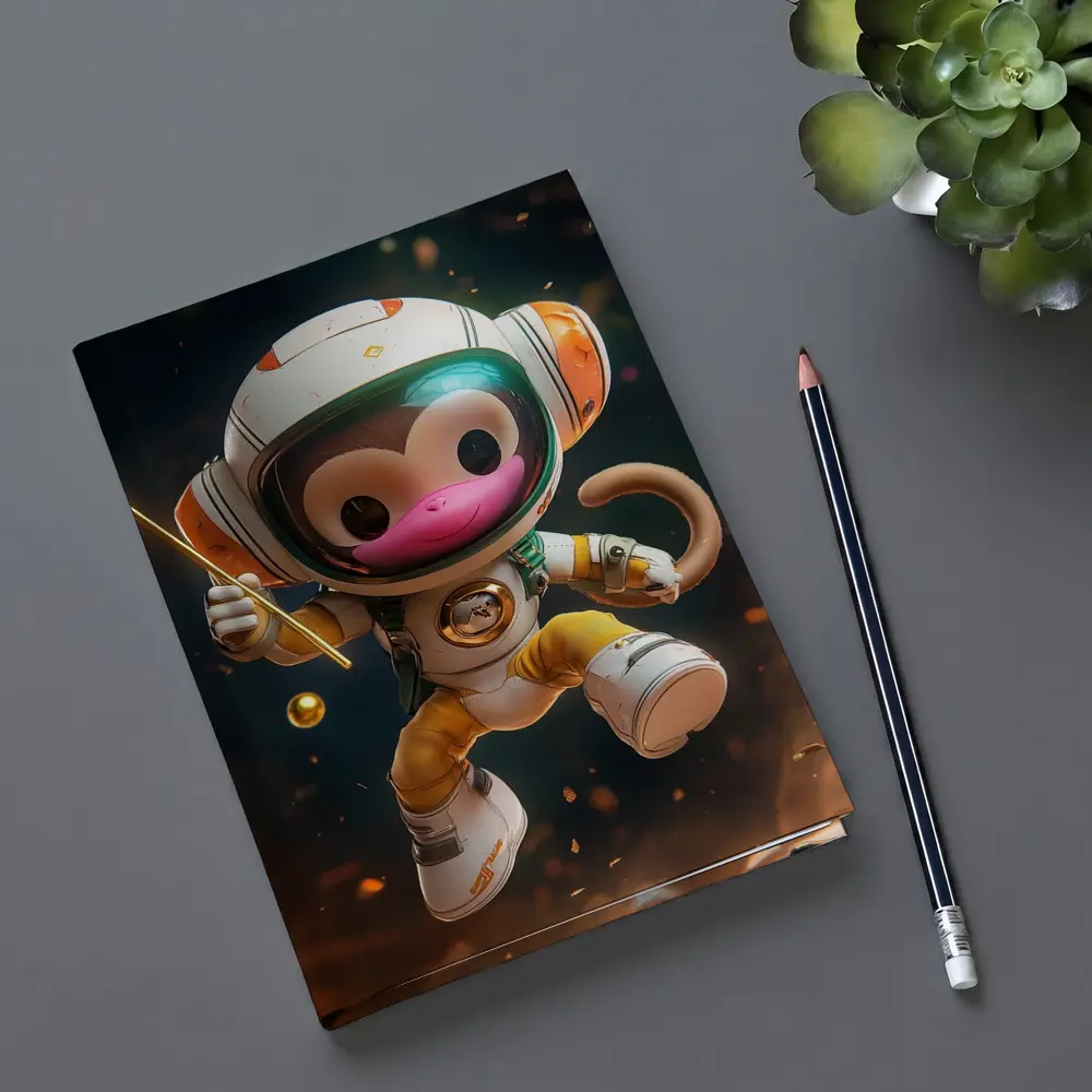 Cute Monkey Astronaut Floating In Space – Notebooks
