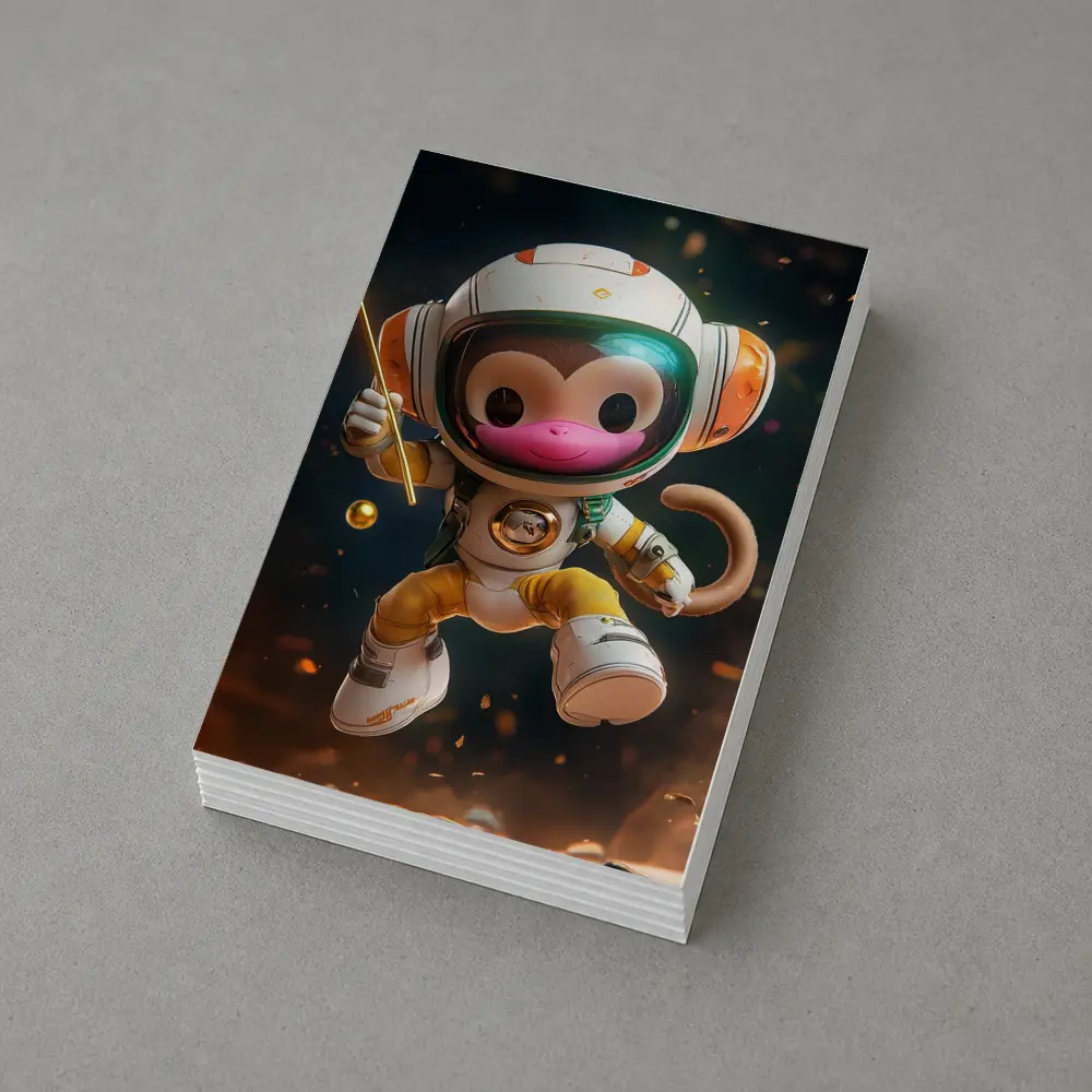 Cute Monkey Astronaut Floating In Space – Postcards