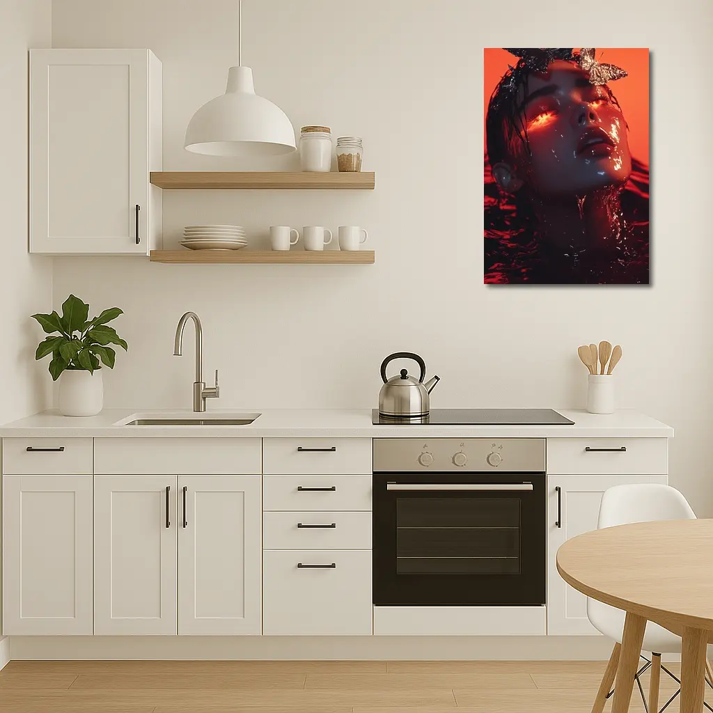 Woman Rising From Water Red Butterflies – Wall Art