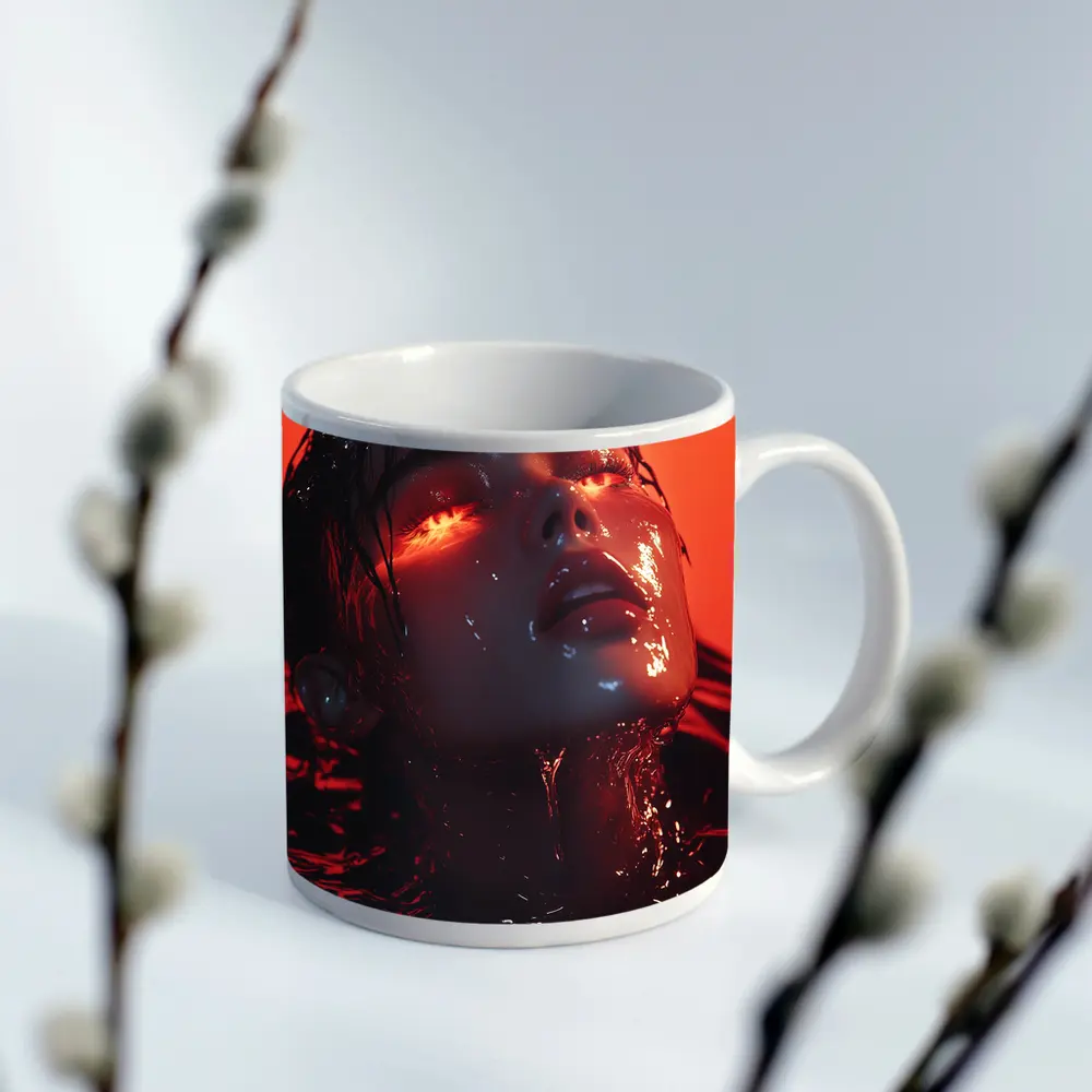 Woman Rising From Water Red Butterflies – Mugs