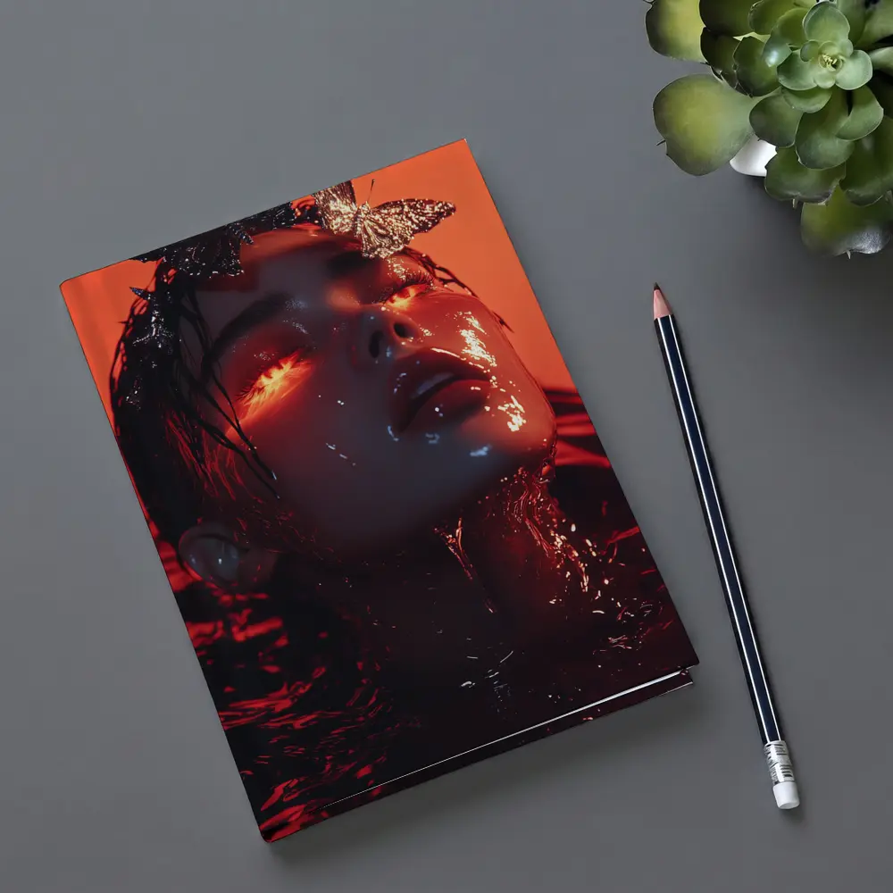 Woman Rising From Water Red Butterflies – Notebooks