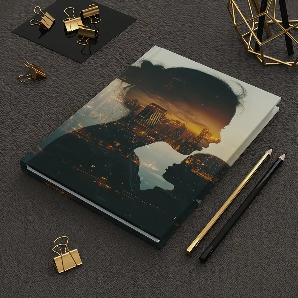 Mother and Child Double Exposure City Sunset – Notebooks