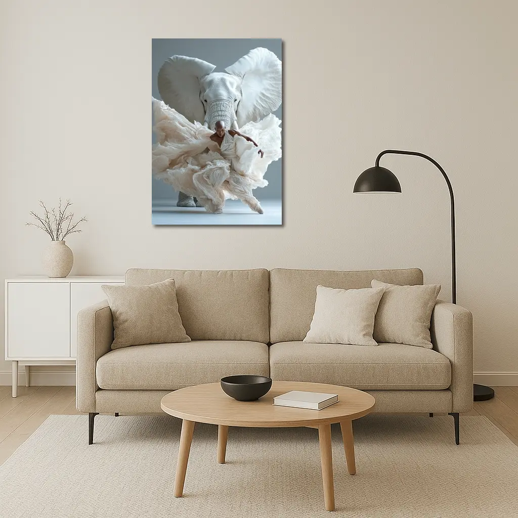 Dancer Merging With White Elephant Art – Wall Art