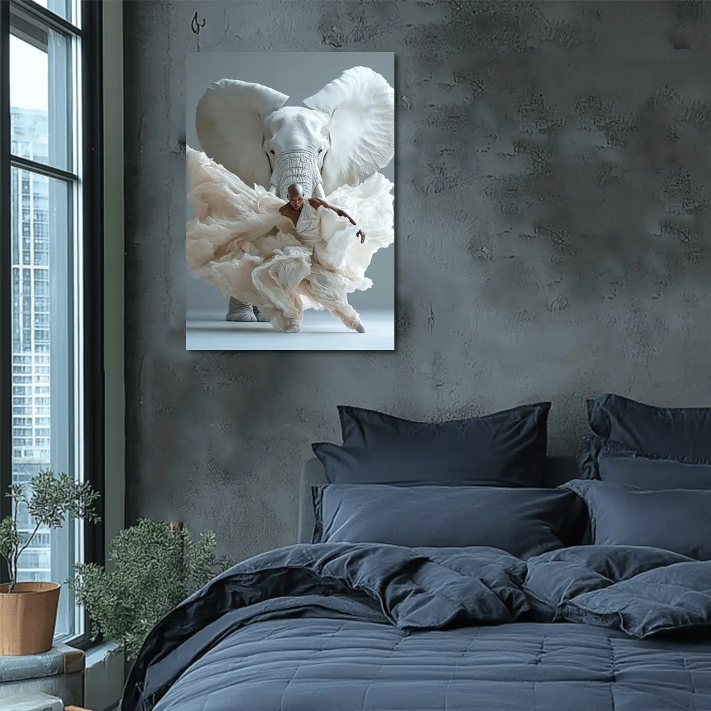 Dancer Merging With White Elephant Art – Wall Art