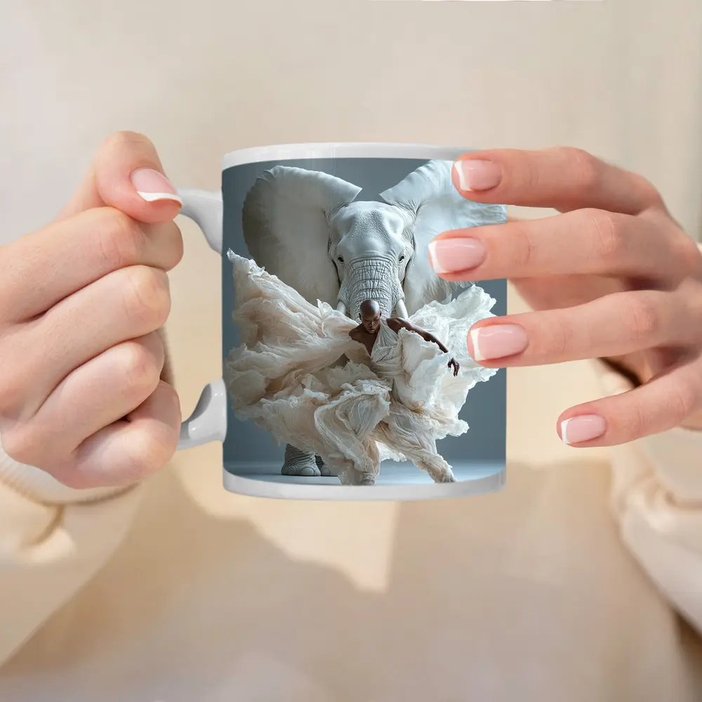 Dancer Merging With White Elephant Art – Mugs