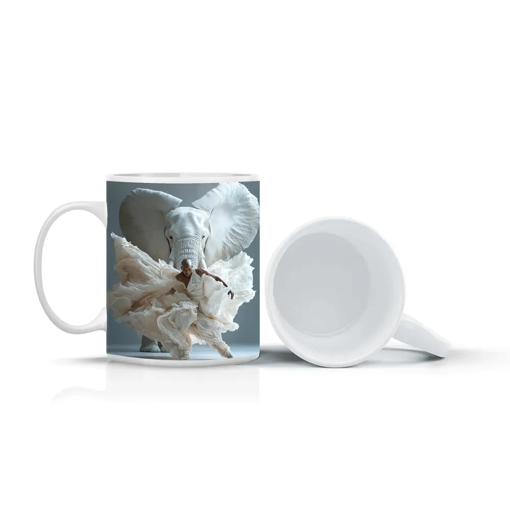 Dancer Merging With White Elephant Art – Mugs