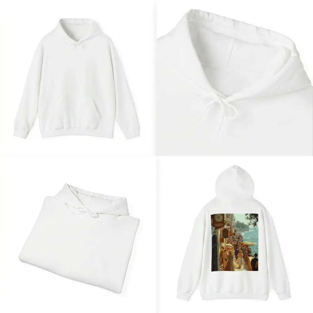 Victorian Coastal Promenade Crowded Seaside Street Scene – Hoodies