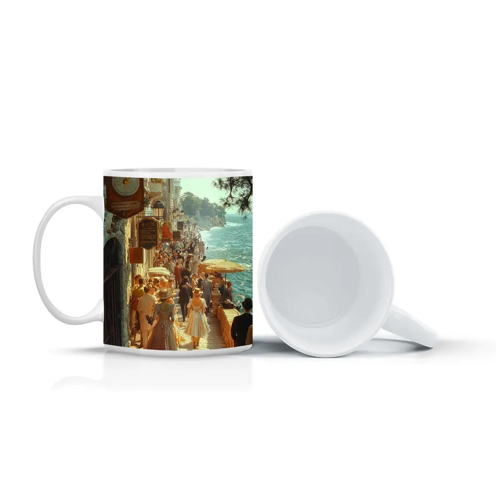 Victorian Coastal Promenade Crowded Seaside Street Scene – Mugs