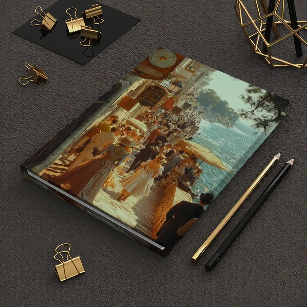 Victorian Coastal Promenade Crowded Seaside Street Scene – Notebooks