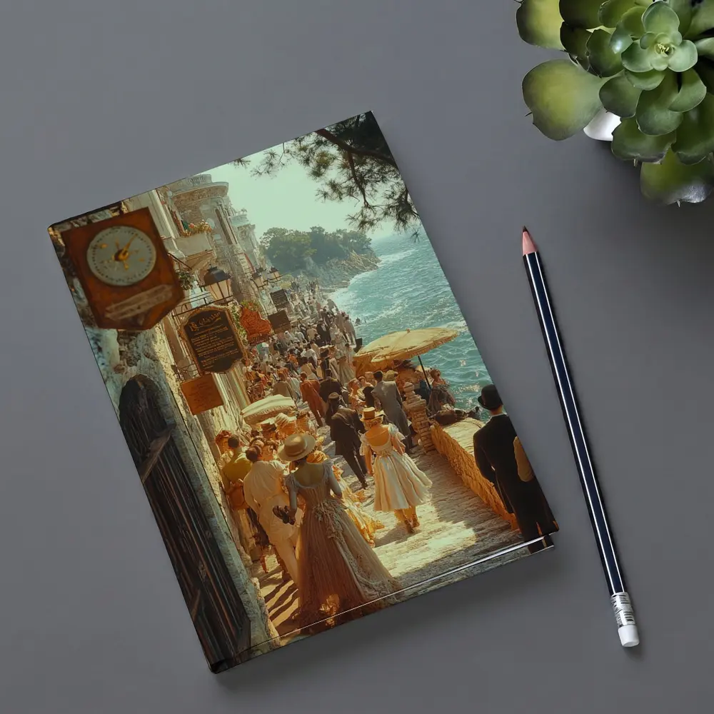 Victorian Coastal Promenade Crowded Seaside Street Scene – Notebooks