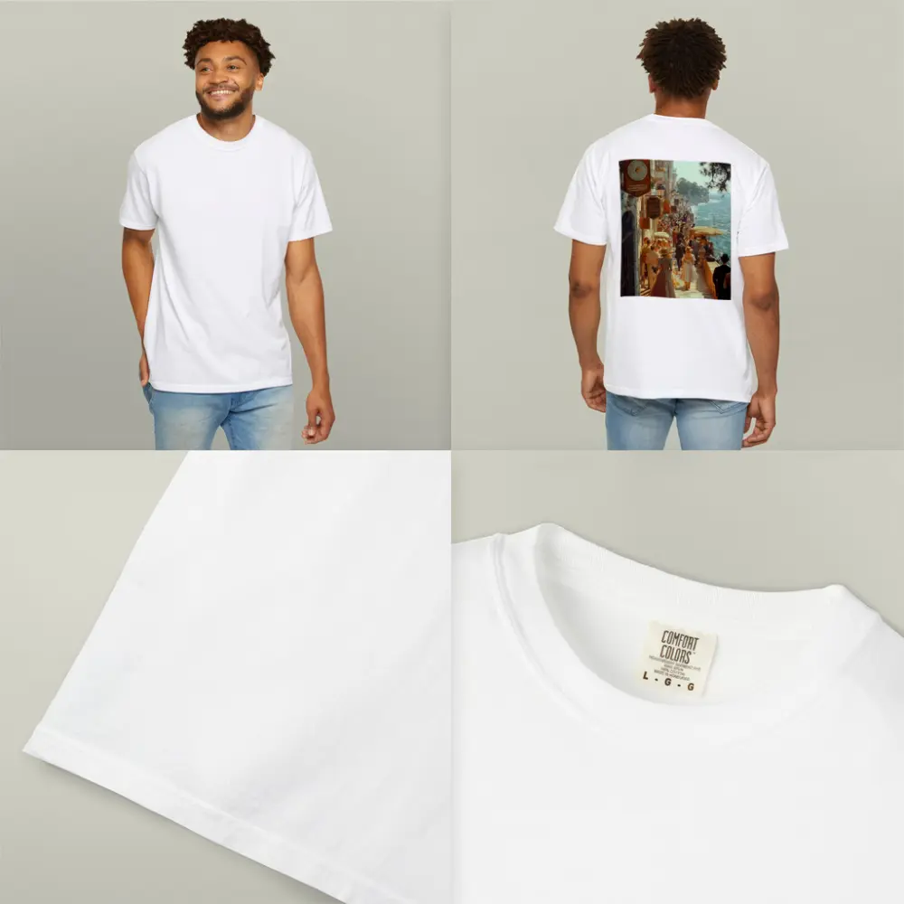 Victorian Coastal Promenade Crowded Seaside Street Scene – T-Shirts