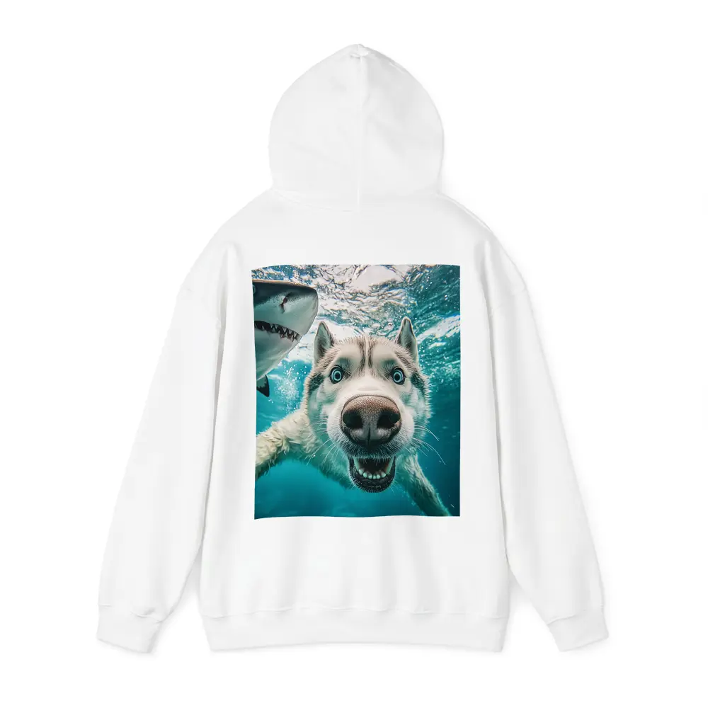 Siberian Husky Selfie Underwater With Shark – Hoodies