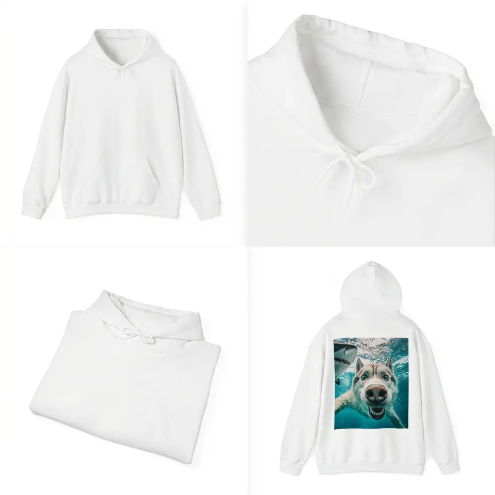 Siberian Husky Selfie Underwater With Shark – Hoodies