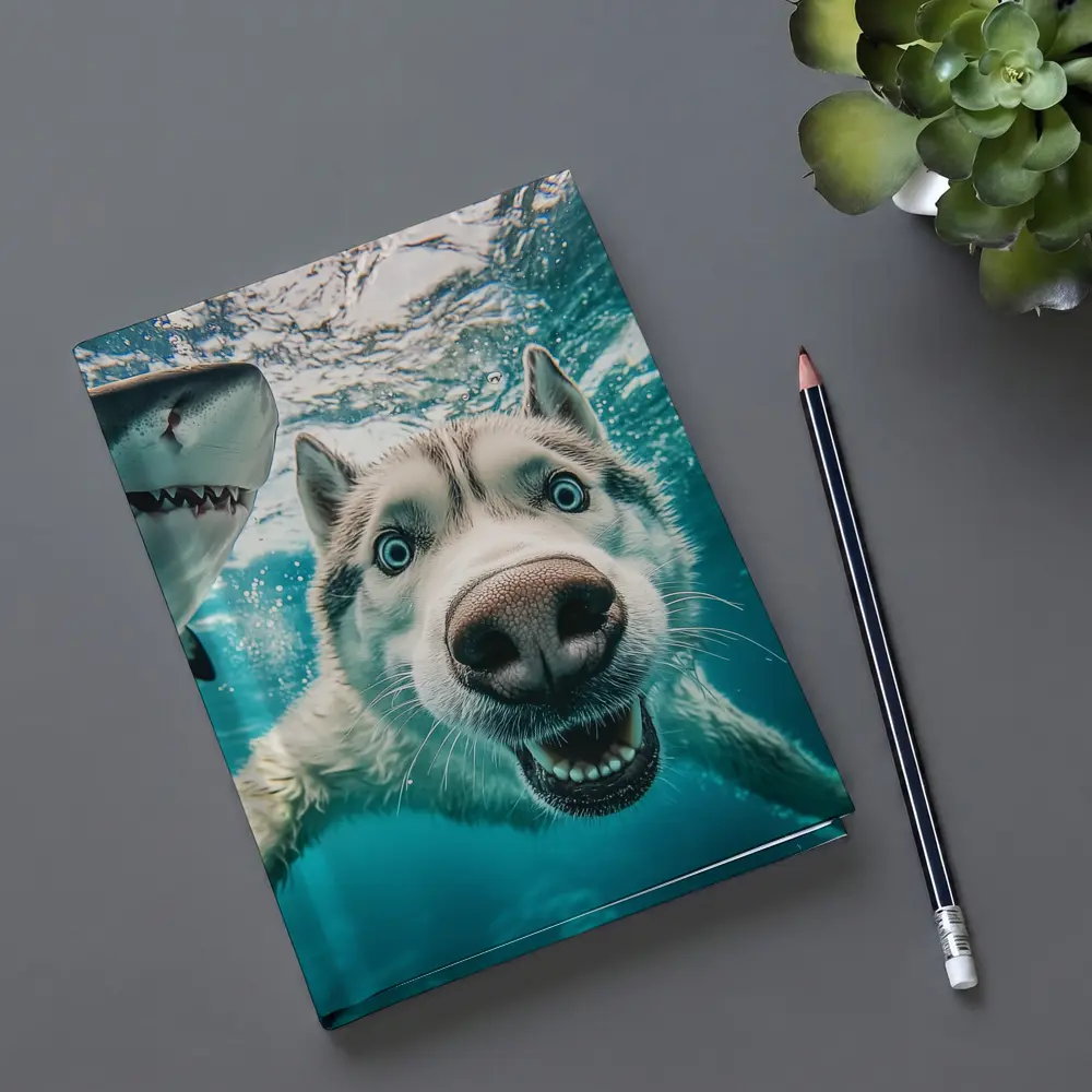Siberian Husky Selfie Underwater With Shark – Notebooks