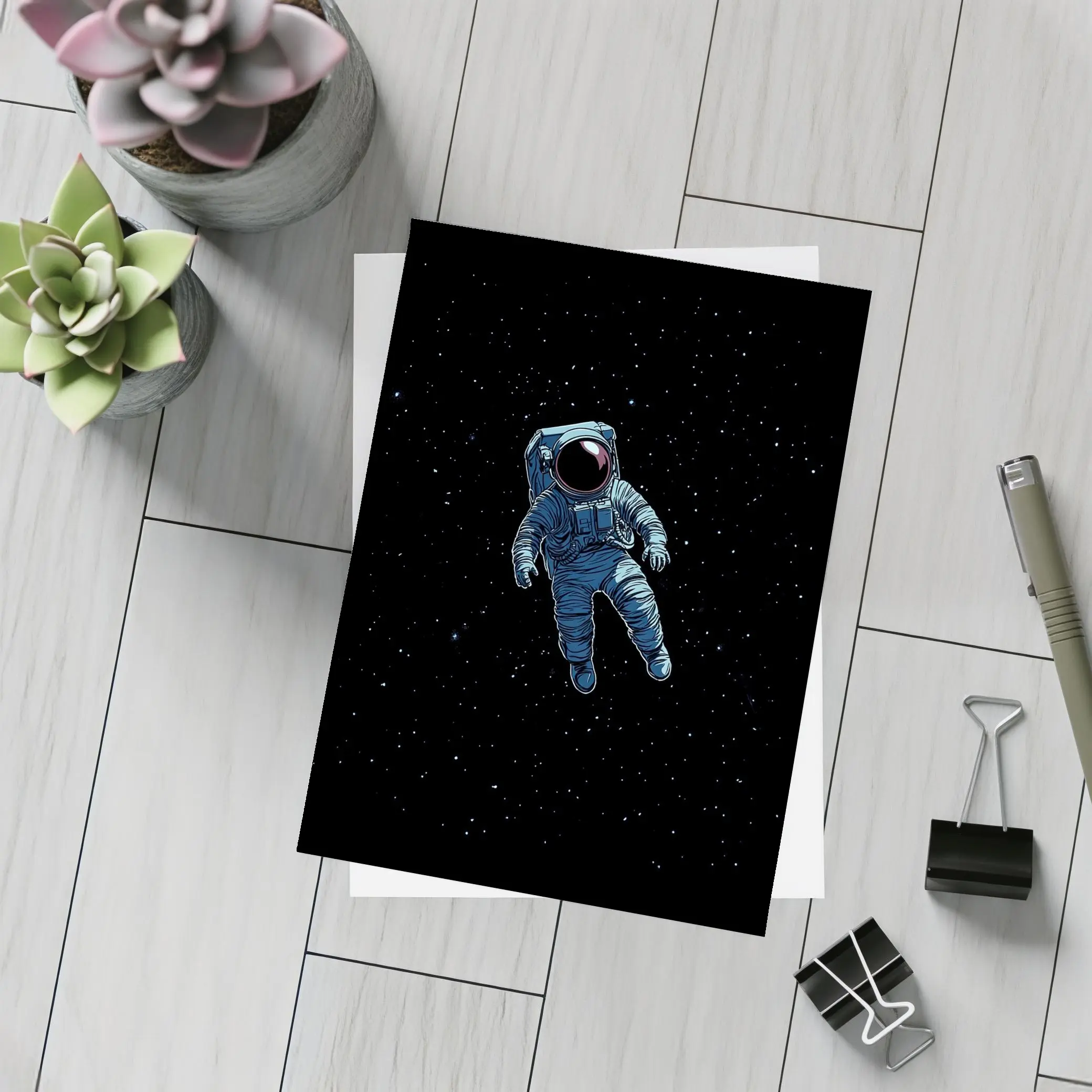 Astronaut Floating Alone In Deep Space – Postcards