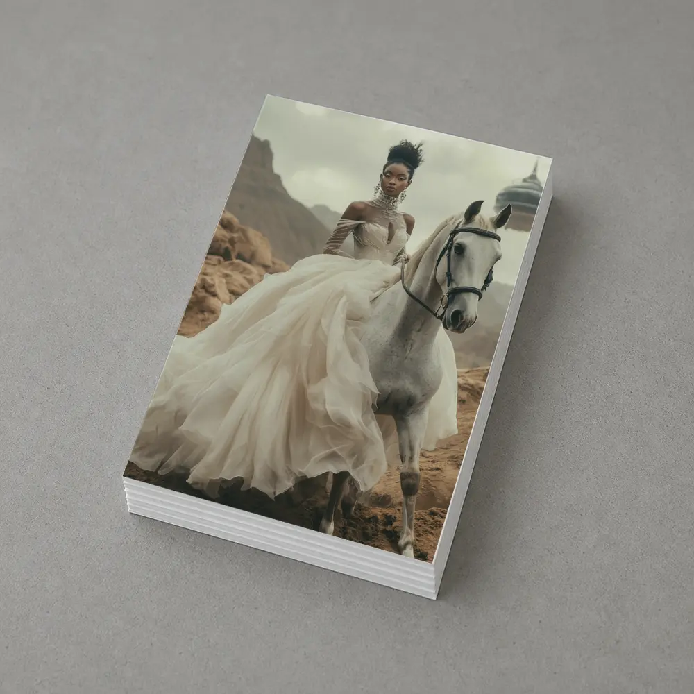 Black Woman White Horse Desert Fantasy – Postcards