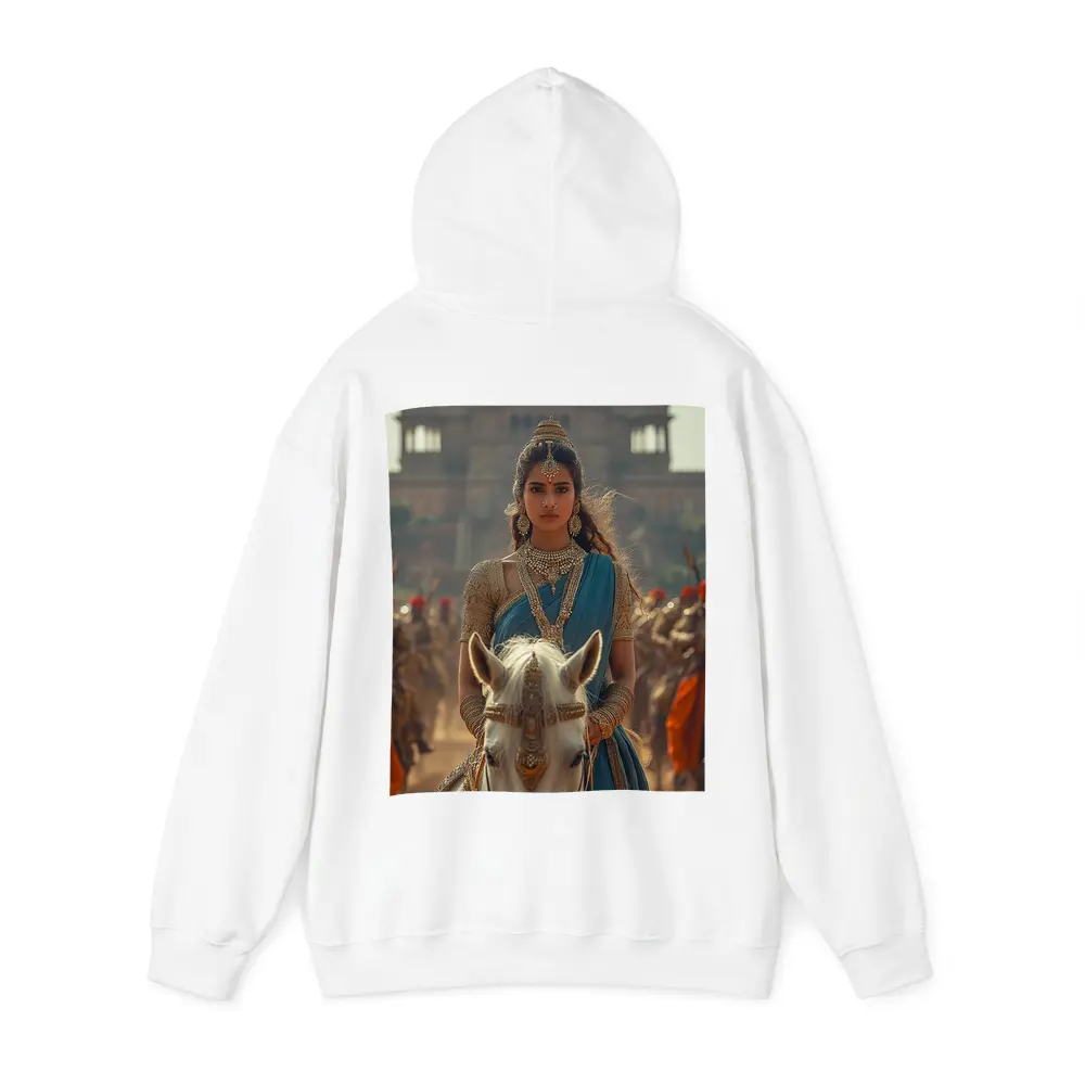 Indian Queen Riding White Horse Palace Background – Hoodies