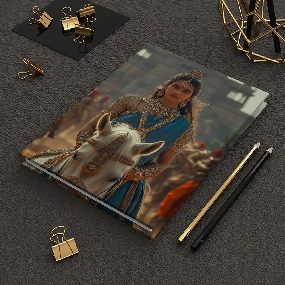 Indian Queen Riding White Horse Palace Background – Notebooks
